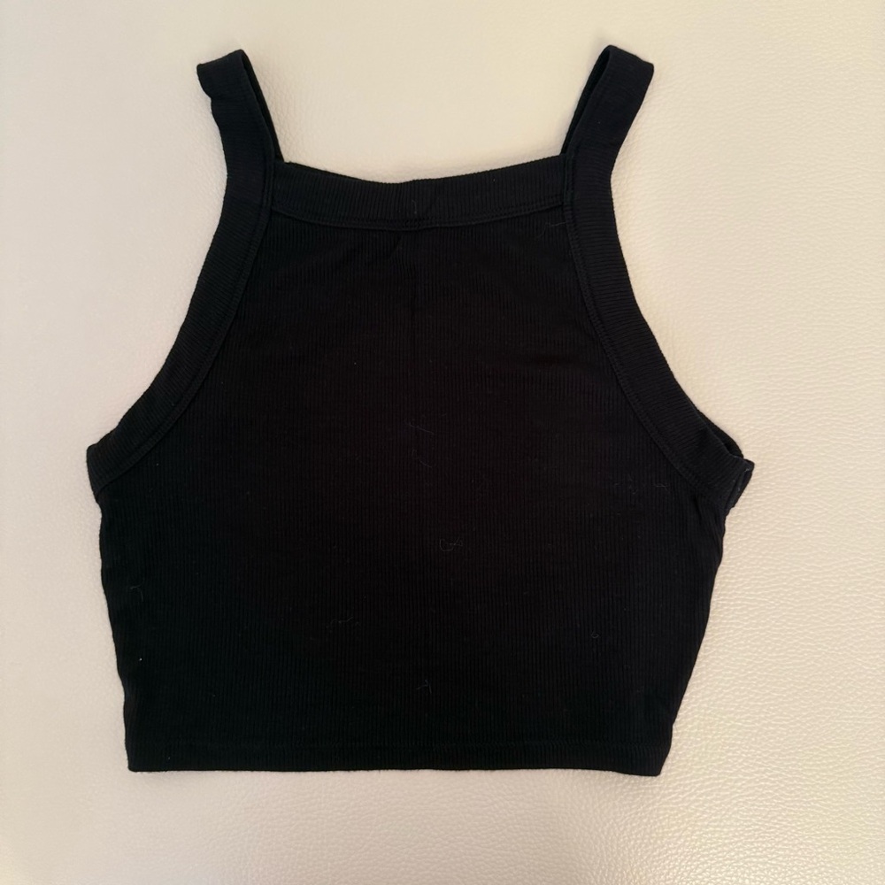 La Hearts Black Ribbed Tank Top